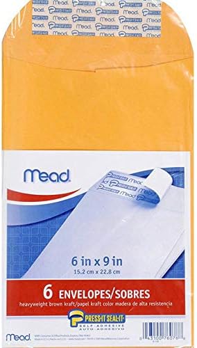 Mead envel kraft press/seal 6x9 6ct 76078 (043100760788)