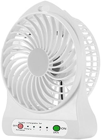 Unetox Mini USB Fan Desktop Fans Rechargeable Car Fan Portable 3-Speed Air Cooling Travel Blower Air Cooler (White)