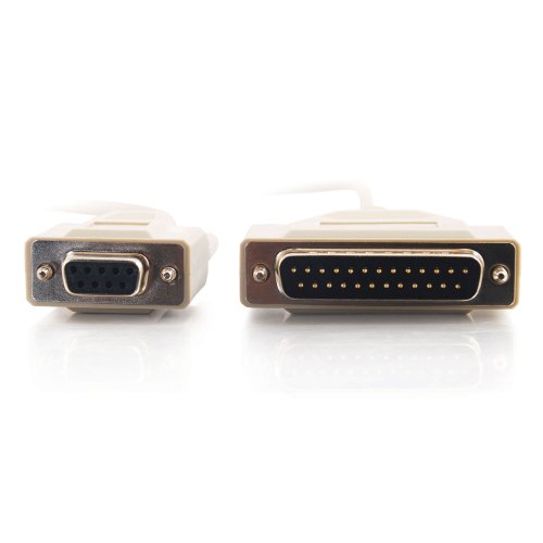 C2G 03019 DB25 Male to DB9 Female Serial RS232 Null Modem Cable, Beige (6 Feet, 1.82 Meters)