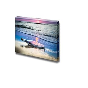 Canvas Prints Wall Art - A Bottle with a Message Thrown by The Sea | Modern Wall Decor/Home Decoration Stretched Gallery Canvas Wrap Giclee Print. Ready to Hang - 12" x 18"