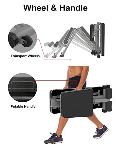 BARWING YouTen 4way Adjustable Bench Full Body Workout Decline/Flat/Incline Bench for Home Gym Gray