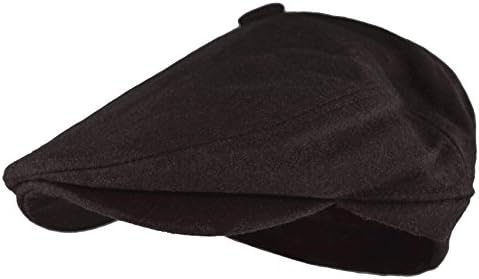 Deewang Fashion Men's Herringbone Tweed Solid Newsboy Driving Cabbie, Ivy Flat Cap (S/M, Brown-5Panel)