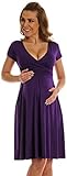Happy Mama. Women's Maternity Jersey Flare Baby Shower Dress Short Sleeves. 108p