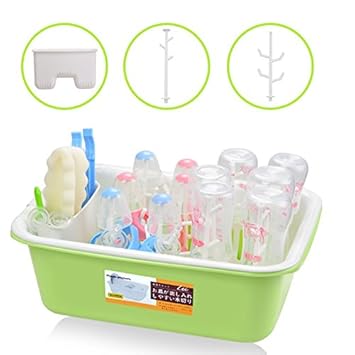 Rosa Secador de biberones con cubierta tendedero con cubierta antipolvo