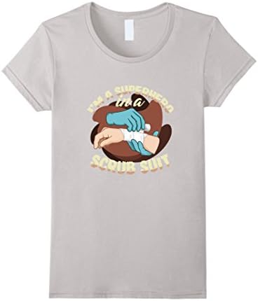 Womens I'm a Superhero in a Scrub Suit Medium Silver