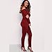 Longwu Women's Fashion off-Shoulder Drawstring Jumpsuits Rompers Knee Hole Pants with Pockets Lounge Wear