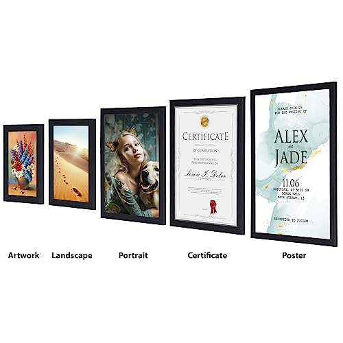 HORLIMER 8.5 x 11 Picture Frame Set of 15, Black Photo Frames 8.5 by 11 for Certificate Diploma Document, Wall Hanging or Tabletop Display