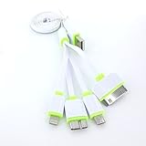 cable life high quality 4 in 1 Multiple Adjustable USB Adapter Charging Cable Connector And Micro USB for iPhone 6, 6 Plus, 5 / 5S / 5C, iPad 4th Gen, iPad Air, iPad Mini, iPod touch 5th Gen, iPod Nano 7th Gen, Samsung Galaxy S5 and Samsung Galaxy Note 3 (light yellow with white)