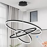 Benkut Modern LED Chandelier Black Large 3 Rings