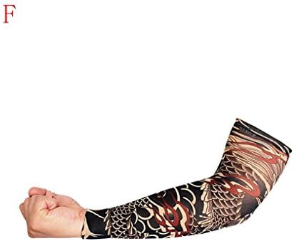 AutumnFall Nylon Elastic Temporary Tattoo Sleeve Designs Body Arm Stockings Tatoo Cool UV Protects Sunscreen for Men Women (F)