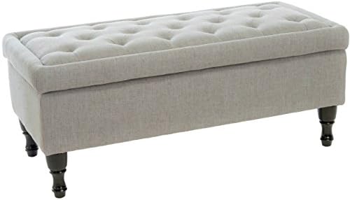 Modern Storage Ottoman Spacious Interior Carefully Padded Surface Solid Bench Coffe Table (Grey)