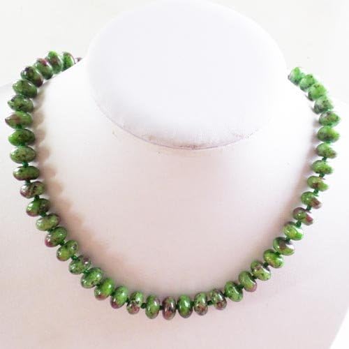Beautiful Ruby in Fuchsite Rondelle Necklace 17.5 Inch