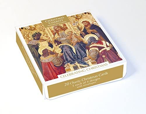 Museums & Galleries Box of 20 Traditional Charity Christmas Cards - 'Celebrating Christmas' Religious Cards 4 Designs - Eco-Friendly & Recyclable