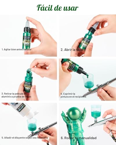 X ARTY HUB Airbrush Paint – 42 Colours with 120 ml Thinner, Acrylic Paints for Model Making, Ready to Use, Water-Based Set with Iridescent, Fluorescent and Metallic Colours