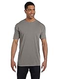 Pigment-Dyed Short Sleeve Shirt with a Pocket, Color: Grey, Size: X-Large