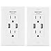 [2 Pack] BESTTEN USB Wall Outlet Receptacle, 2.4A Dual USB Charging Ports, Tamper Resistant, ETL Certified, White