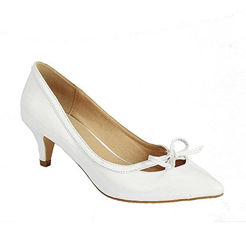 Coshare women s fashion patent embellished front low he…