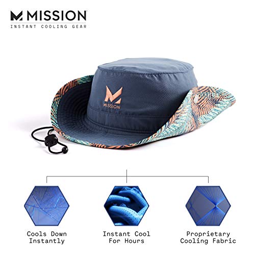 MISSION Cooling Bucket Hat UPF 50, 3” Wide Brim, Cools When Wet (Sea