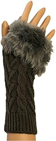 Fashion Ladies Faux Fur Winter Wrist Cuff Hand Warmer Fingerless Gloves