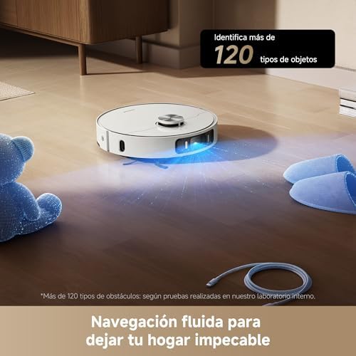 Aspirador robô DREAME L40 Ultra Ae com sucção de 19k Pa, uma seleção variada de escovas e esfregão de alcance flexível, remove a sujeira úmida e seca, a estação tudo-em-um esvazia a poeira
