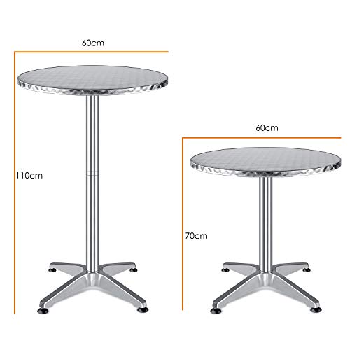 KESSER® - 2in1 Stehtisch Bistrotisch Aluminium Edelstahlplatte | höhenverstellbar | 70cm / 115cm | Partytisch Tisch Ø… – Bild 7