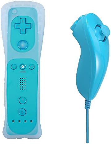 Doklos Gesture Controller and Nunchuck Controller with Silicone Case for Nintendo Wii Wii U Console Video Game (Blue)