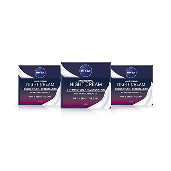 NIVEA Rich Regenerating Face Night Cream (50ml, Pack of 3), Almond Oil Moisturiser for Sensitive & Dry Skin, Perfect for…