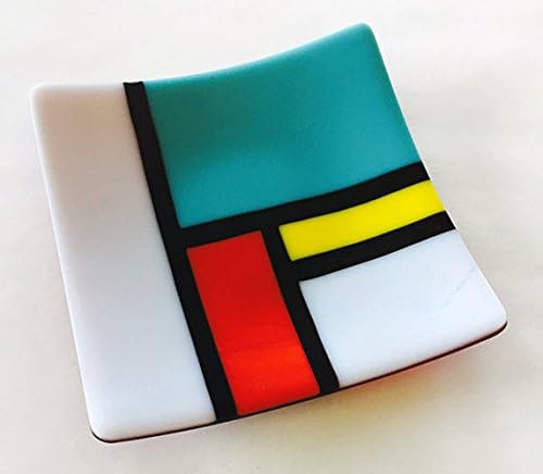 Color Block Small Fused Glass Tray.