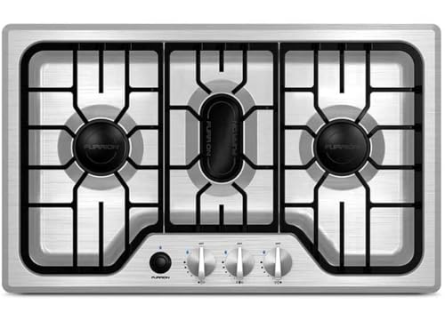 Furrion 7500BTU RV Chef Collection Gas Cooktop with 3x Gas Burners; Pulse Ignition and Cast Iron Grate (Stainless Steel) - FGH4ZSA-SS