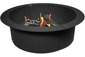 TITAN GREAT OUTDOORS Ash & Ember 33" Outside Dia Steel Fire Pit Liner x 27" Inside - 4 Panel Liner 1.5mm Thick Steel, DIY Above or In-Ground Outdoor Fire Pit, High Temperature Finish, Portable Wood Burning Fire Ring