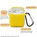 AirSha Compatible for AirPods Case with Keychain,[Support Wireless Charging],Shockproof Protective Silicone Cover Skin for AirPods Charging Case 2 & 1 (Yellow)