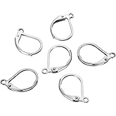 50pcs Adabele 304 Grade Surgical Stainless Steel Hypoallergenic Earring Hooks Leverback Strong Ear Wire 15mm Long Open Ring for DIY Earrings Jewelry Making SJF193