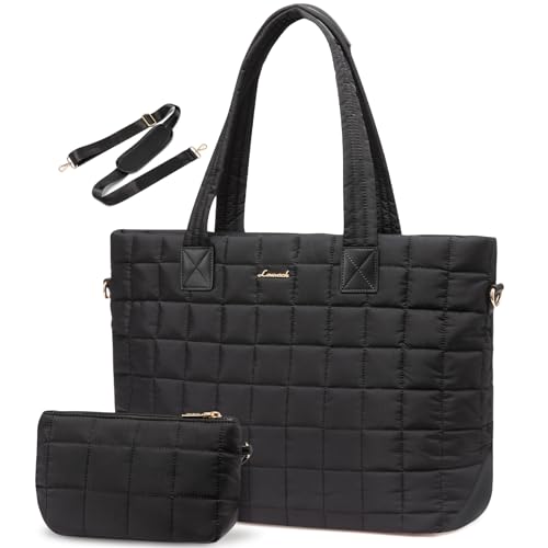 LOVEVOOK Laptoptasche Damen 17,3 Zoll, Puffer Handtasche Shopper Tasche