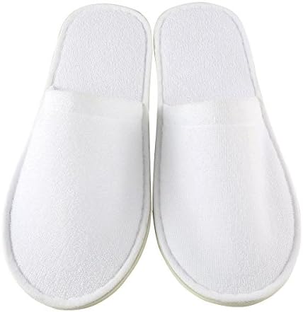 20 Pairs Unisex White Fluffy Closed Toe Spa Slippers by Two Sizes To Fit Most Men and Women, Comfortable and Non-Slip - Perfect For Home, Hotel or Commercial Use, White