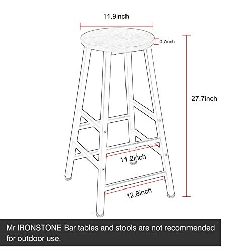 Mr IRONSTONE Pub Height Bar Stools Set of 2, 27.7" Pub Dining Height Stools Bistro Black Table