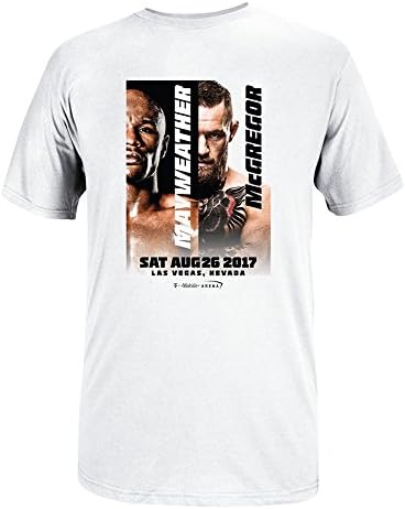 Mayweather VS McGregor Men's White Poster Art T-Shirt, Small, Black