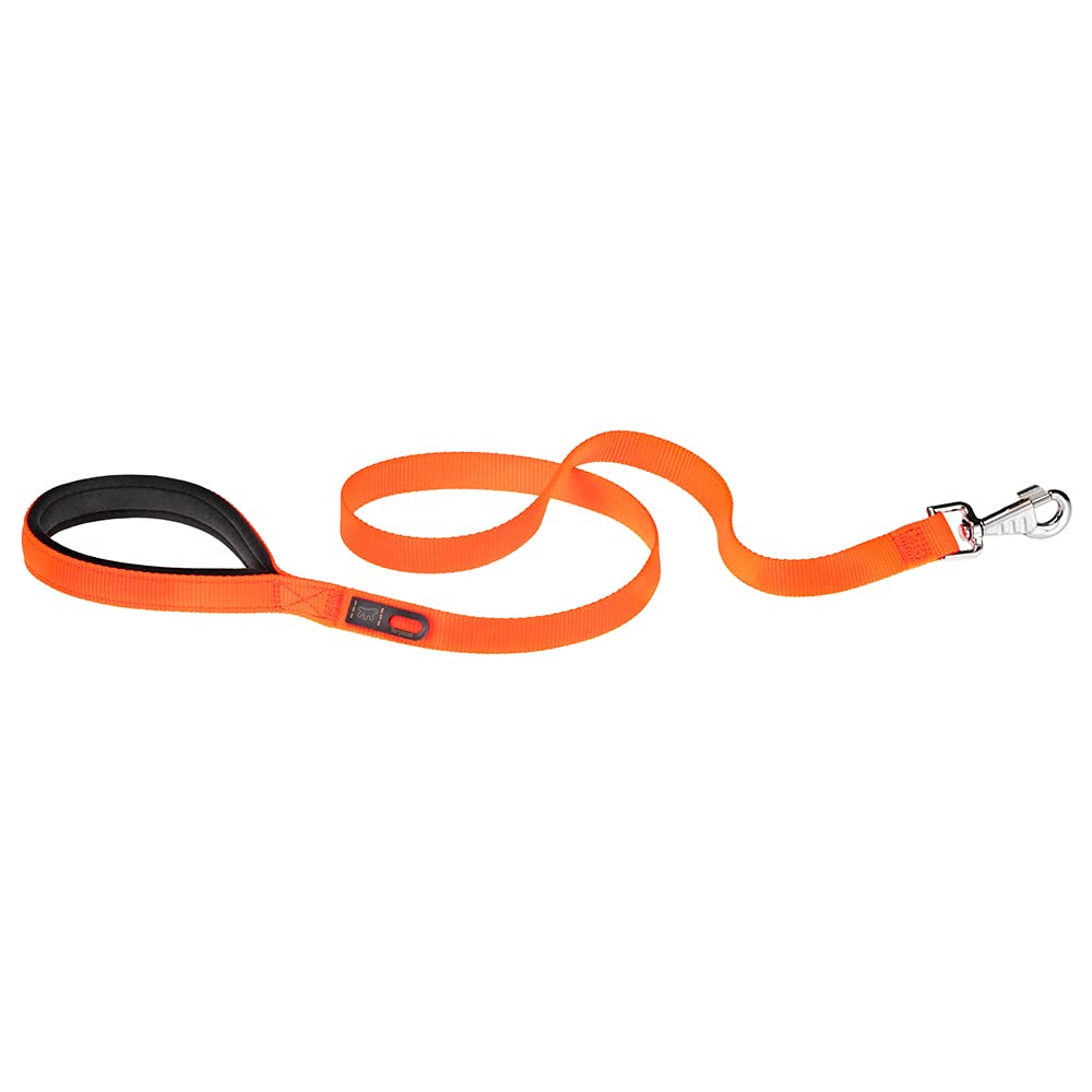 Ferplast DAYTONA G Extra-Resistant Dog Lead - Soft Padded Handle - Practical Hygienic Bag Holder - Anti-Abrasion - Italian Design - 120 x 2.5 cm, Orange