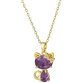 Dainty CZ Bow Cat Pendant Necklace for Women 14K Stainless Steel Hypoallergenic Crystal Kitten Animal Choker Chain Necklace Adjustable Comfortable Cute Birthday Holiday Jewelry Gift 18inch