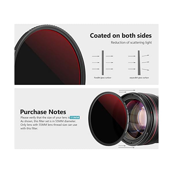 Neewer 55mm Ultra dünn PRO ND1000 Filter 10 Stop ND Filter mit neutraler Dichte Wasser-/öl-/staubdichter neutraler… – Bild 8