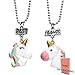 Pibupibu BFF Necklace Friend Necklace for 2 Girls Best Friends Forever Resin Pendant BFF Tags Necklace Gift Set (2-Unicorn)