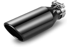 Autarboor 2.5 Inch Inlet Exhaust Tip,2.5" Inlet 4" Outlet 12" Overall Length,Chrome Black Exhaust Tip,Chrome-Plated Exhaust Tip,Stainless Steel,Angle Cut,Clamp On
