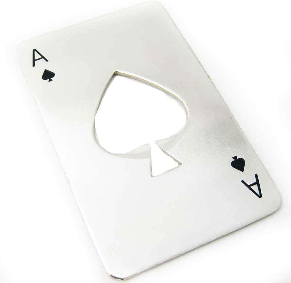 Stainless Steel Credit Card Sized Poker Bottle Opener for Your Wallet - Silver, Great Christmas/Birthday Gift!