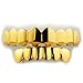 NIV'S BLING - 18K Gold Plated Stainless Steel Grillz - 8 Tooth Gold Teeth Hip Hop Dental Grill - 8 Top, 6 Bottom Set