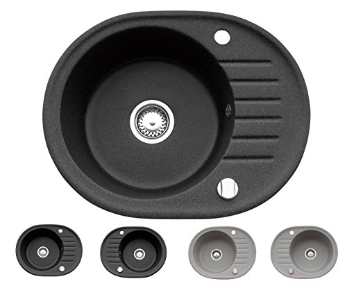 SCHWARZ-GRANITSPLE-EINBAUSPLE-KCHENSPLE-SPLE-SPLBECKEN-OVAL-DREHEXCENTER-10-JAHRE-GARANTIE