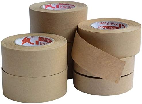 CHINAJIAODAI 1 pcs 30m gummed Kraft Paper Tape Bundled Adhesive Paper Tapes Sealed Water Activated Carton Painting Sticker for Packaging Tools,36mmx30m