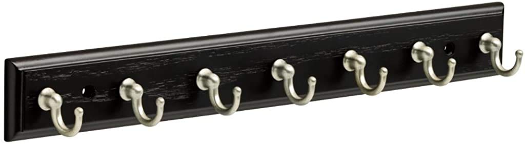 Franklin Brass Key Hook Rail Wall Hooks 14 Inches, Black & Satin Nickel, FBKEYT7-BSE-R