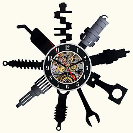 Car Mechanic Vinyl Wall Clock 12 in Black Decor Modern Decorative Vinyl Record Wall Clock Unique Gift to Your Friends and Family for Any Occasion