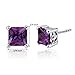 Simulated Alexandrite Princess Cut Earrings Sterling Silver Rhodium Nickel Finish 3.00 Carats