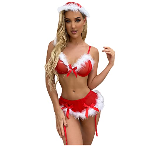 Sexy Christmas Lingerie for Women for Sex Naughty Play Mesh See Through  Bowknot Erotic Underwear Bra Panties Sleepwear in Saudi Arabia | Whizz