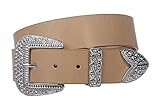 Western Rhinestone Buckle Plain Leather Belt